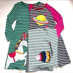 A lot of Mini Boden cotton jersey dresses girls’ 11-12 152 cm stripe appliqué